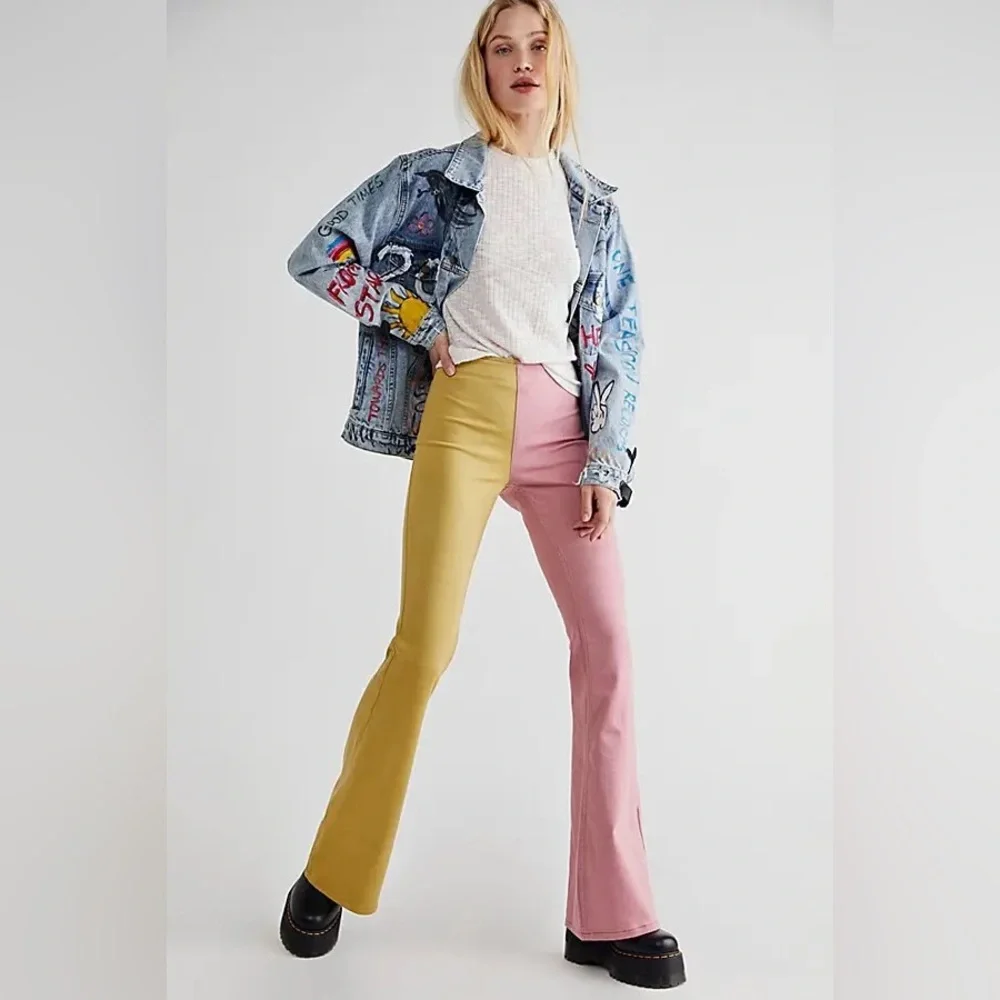 Free People Penny Pull On Colorblock Flares Sz 29 NWT